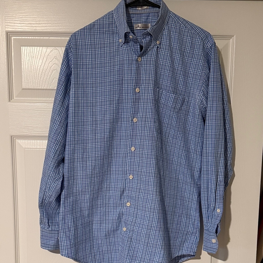 Peter Millar Blue Checkered Men's Shirt